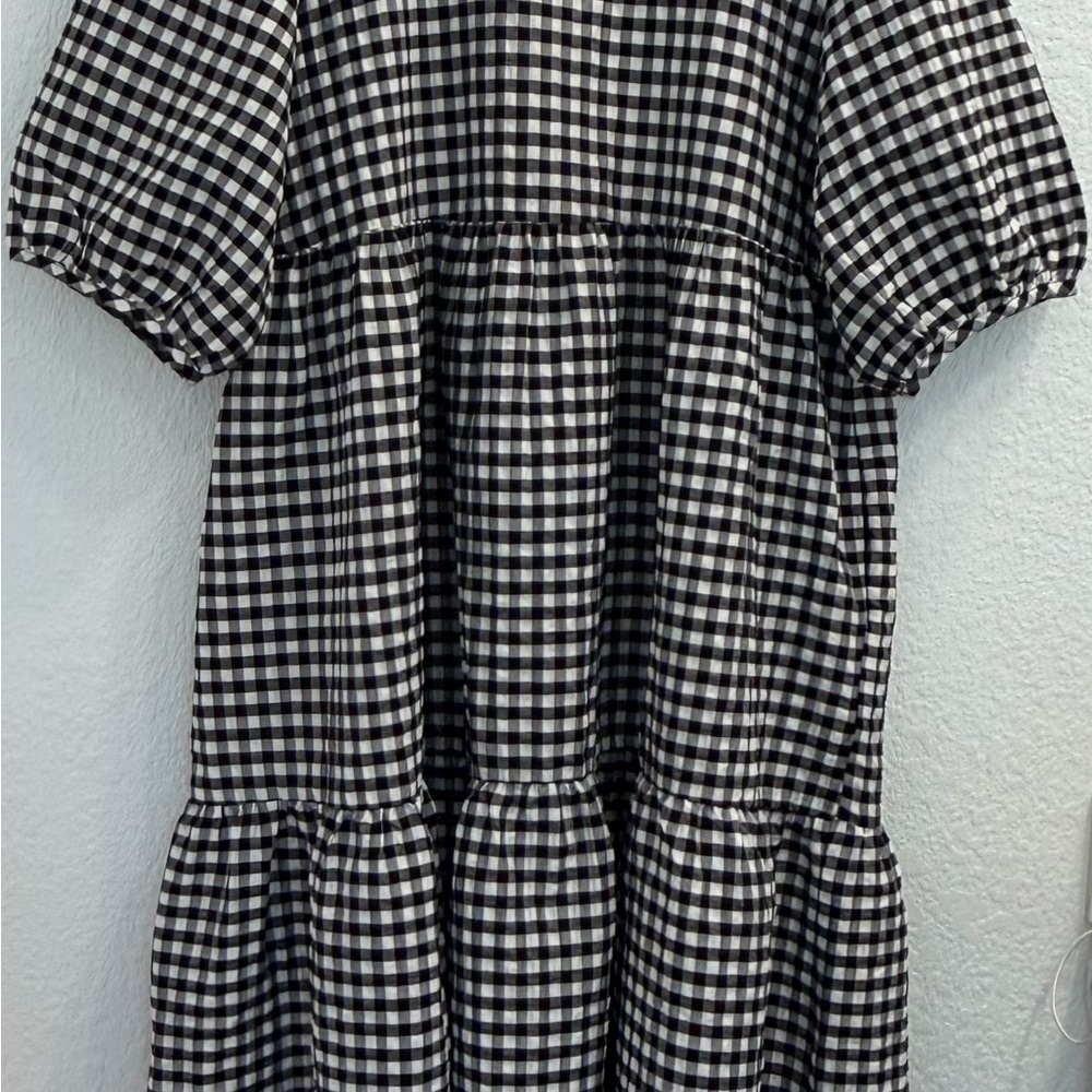WRAY Gingham Black & White Tiered Midi Dress - Picture 3 of 6